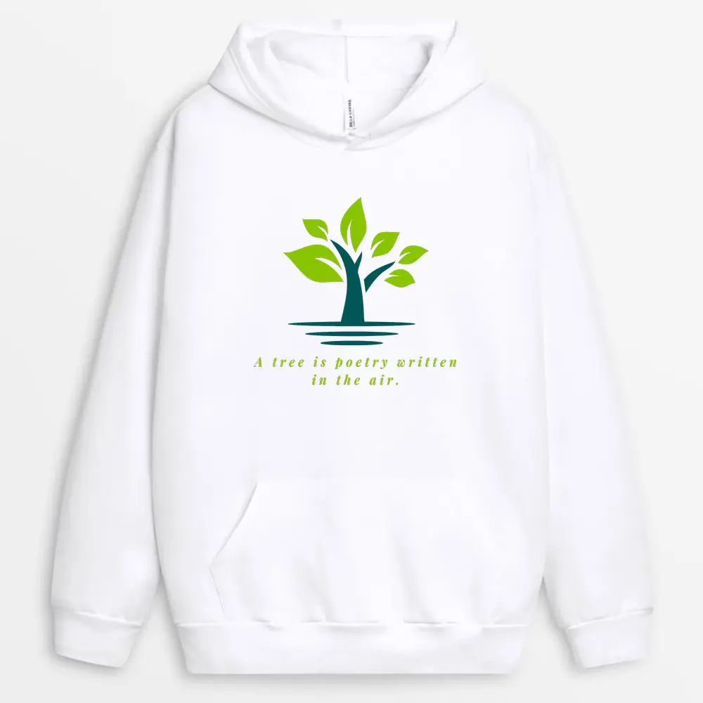 Printed "Tree Is Poetry in Motion" White Hoodie