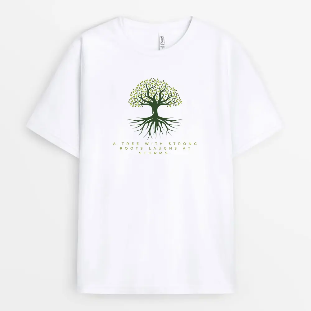Custom "Tree With Strong Roots" White T-Shirt