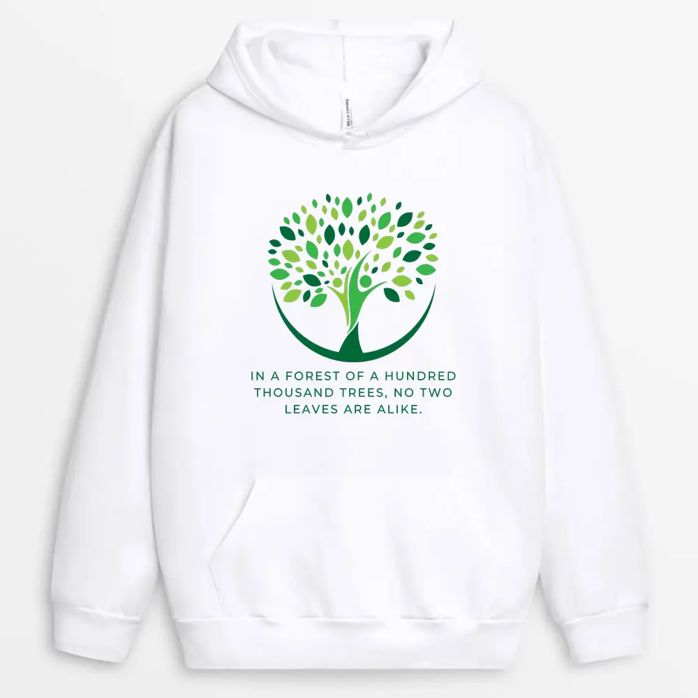 Custom "No Two Leaves Are Alike" White Hoodie